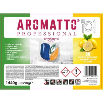 Aromatto Skuteczne kapsułki do zmywarki All in One o zapachu cytrynowym 80szt
