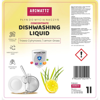 Płyn do mycia naczyń z nanosrebrem Aromatto Trawa Cytrynowa 1L koncentrat