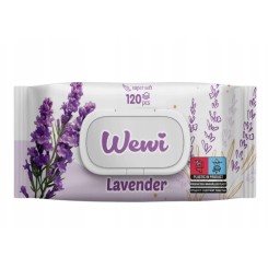 WEWI Chusteczki nawilżane lawenda 120szt delikatne, bez alkoholu,dla dzieci